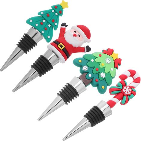 4 bouchons de vin, inox/silicone, pour vin rouge, restaurant (1/5)