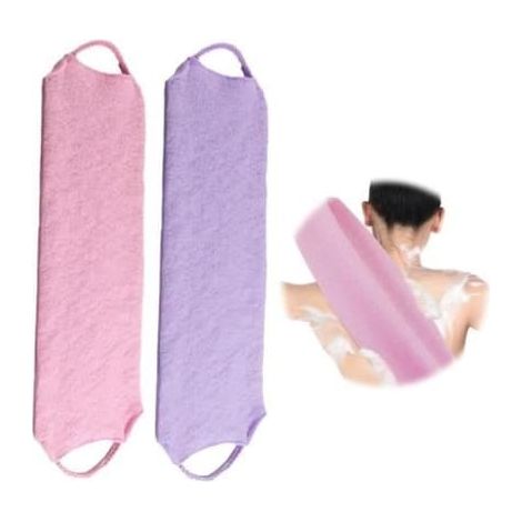 SABIR-Lot de 2 gants de toilette exfoliants pour le dos avec cordon élastique, texture massante, parfaits pour la douche et pour éliminer les impuretés - fy (1/4)