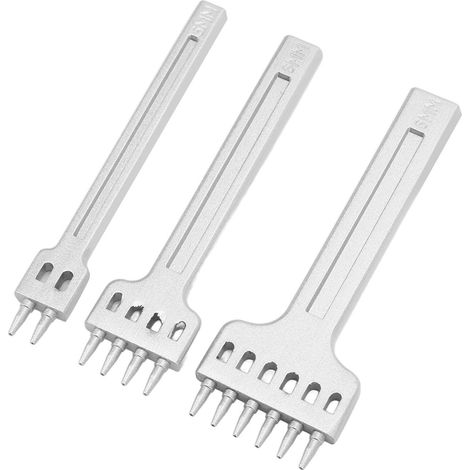 3-teiliges Lederlocher-Set, schwarz, 2, 4 und 6 Zähne, runde Zähne, Lederlocher zum Nähen, DIY-Lochwerkzeug, weiß (1/5)