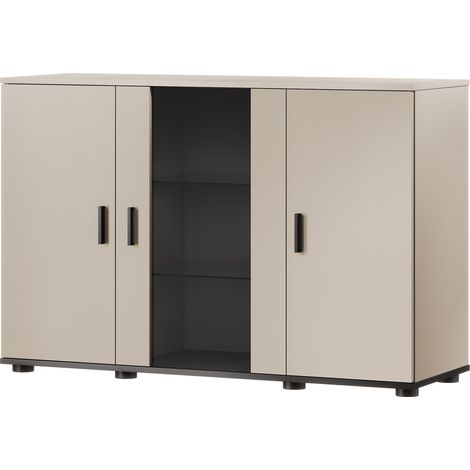 Buffet Tornola 106, Cachemire + Noir, 80x120cm, Le nombre de portes: 341cm, Stratifié, Verre, LED: Disponible