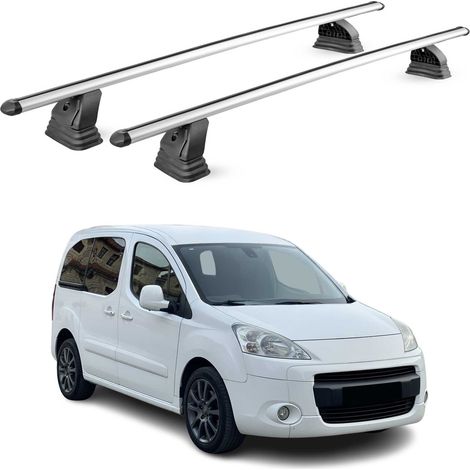 OMAC Barres de toit transversales en aluminium pour Peugeot Partner II 2008-2018 – TÜV / DIN 75302:2019 – Antivol inclus – Charge max 75 kg – 2 barres – Gris (1/5)