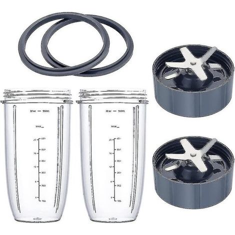 Compatible avec les gobelets mélangeurs Nutribullet et le jeu de lames de rechange comprenant un grand gobelet de 946,4 ml (32 oz), un couvercle, un couvercle fraîcheur refermable et un G (1/5)