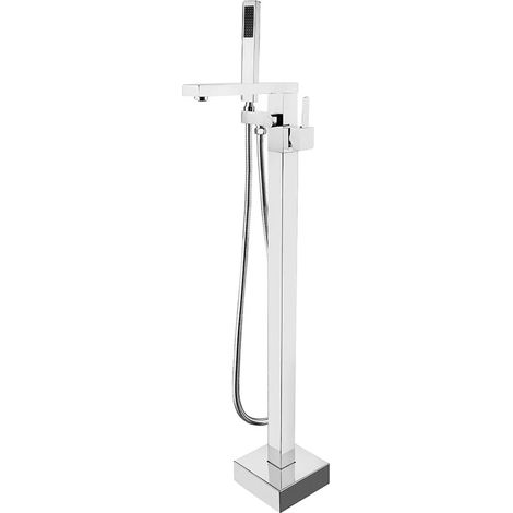 Rubinetto vasca a pavimento freestanding squadrato cromato (1/2)