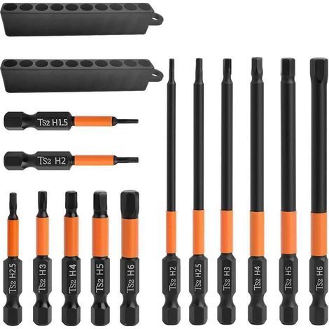 13 Pcs Coffret Embout Visseuse Hex, Tournevis de Precision Long, Embout de Visseuse Aimanté, avec Boîte distributrice, Embouts de Vissage pour Perceuse-Visseuse (13) (1/4)