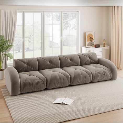 Sofá modular de 4 plazas sin armazón, chenilla topo, 358 x 95 x 76 cm, REDOM (1/5)