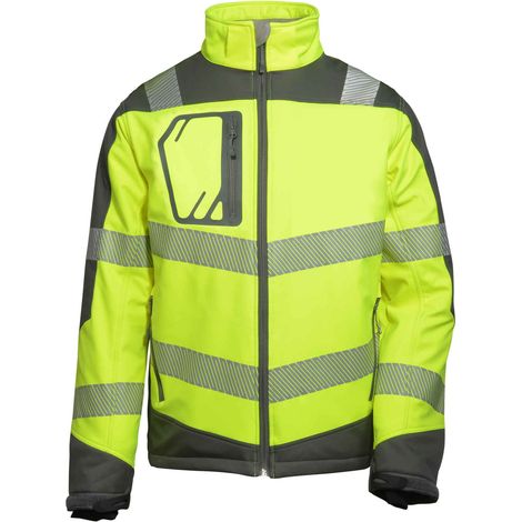 VWJK268 S Giacca softshell ad alta visibilità grigio/giallo