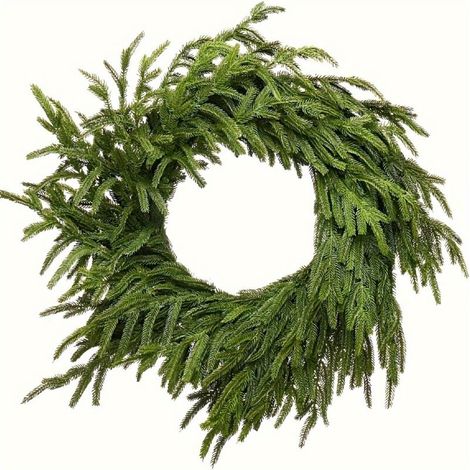Couronne de pin Norfolk Real Touch de 60 cm, couronnes de Noël pour porte d'entrée extérieure, couronne verte de Noël, couronne de faux cèdre, couronnes de fenêtre, couronne à feuilles persistantes, c (1/4)