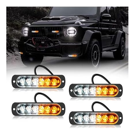 Barra LED para coche, barra estroboscópica intermitente, luces de freno, blanco y ámbar (1/5)