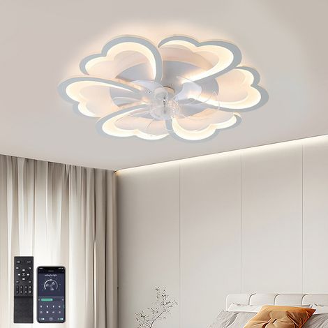 Plafonnier Ventilateur LED Cœur 68 cm avec Télécommande et Application, Lumière Réglable, Ventilation Variable, Moteur DC Silencieux, Décoration Intérieure (1/5)