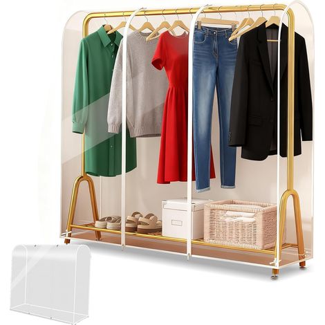 1 Housse de protection transparente, fermeture éclair, matériau PEVA, grand format 150cm, pour tringle à vêtements