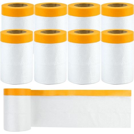 Film de masquage adhésif 55cm x 20m Lot de 8 rouleaux Résistant à l'eau et à l'huile Protection peinture efficace (1/5)