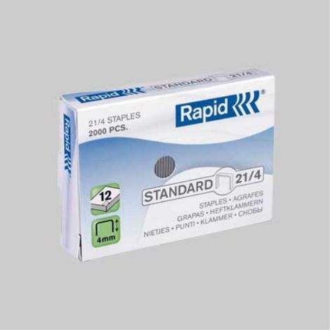 Punti per cucitrice '21/4' per codice 0496002 - h. 4 mm - confezione 2000 pezzi RAPID (1/2)