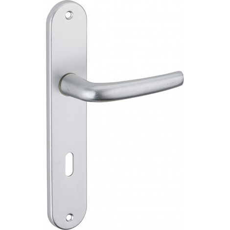 THIRARD - Ensemble de poignées pour porte intérieure Maia trou de clé, carré 7mm, entr'axes 195mm, argent - THIRARD