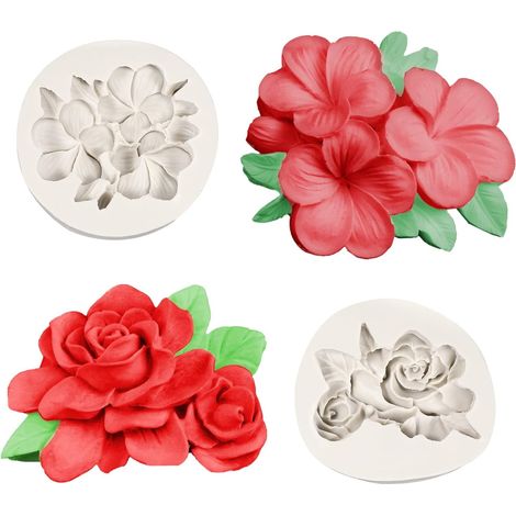 Lot de 2 moules à bougies en forme de rose frangipanier 3D, moule en résine et silicone pour la fabrication de savons et de cires d'aromathérapie. (1/5)