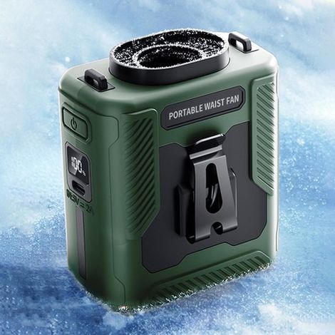 Ventilatore portatile da cintura con clip per camicia,soffia aria fredda,6000 mAh,autonomia massima di 40 ore,100 velocità,13500 giri/minuto (1/5)