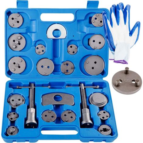 22-teiliger Werkzeugsatz zum Zurückdrehen der Kolben von vorderen und hinteren Scheibenbremssätteln – inklusive eines Paars Handschuhe (1/5)