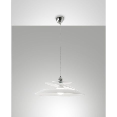 Lampada a Sospensione Aragon in Metallo e Vetro Bianco, Attacco E27 60W, Design Moderno ed Elegante per Interni IP20, Diametro 53 cm