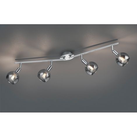 Faretti su Barra 4 Spots Luci Tonde Metallo Cromo Vetri Fume 4W Brest GD Trio (1/2)