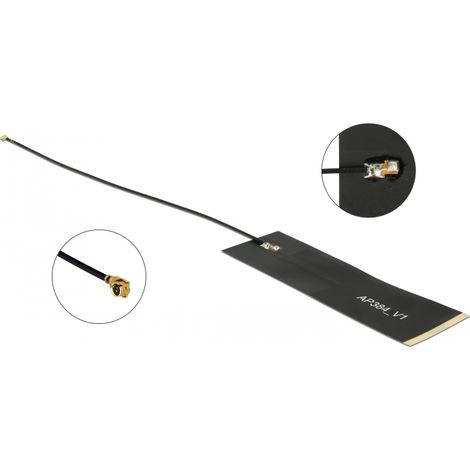 Delock Antena LoRa 863-928 MHz MHF macho de 1,68 dBi 1.13 y de 15 cm negro autoadhesiva