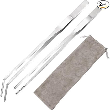 pinces à épiler pour aquarium avec sac en flanelle pinces droites et courbées en acier inoxydable Aquarium Terrarium Aquascape pour Fish Tank Plant Outils Aquascape 27cm (1/5)
