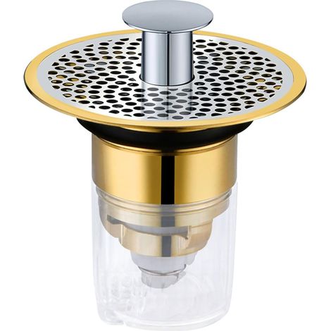 Bouchon D Évacuation Pour Lavabo - Filtre À Cheveux Pop-Up - Compatible Avec Trous De Drainage De 34 À 37 mm - En Cuivre Et Acier Inoxydable - Lot De 1 (1/5)