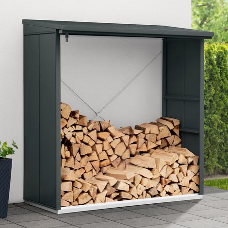 Hörmann Ecostar Metall Kaminholzregal Elegant Typ 2, 181 x 103 cm, anthrazit, 181 x 103 x 198 cm (T x B x H) (1/5)