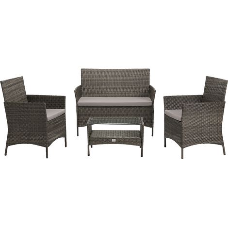 SVITA BROOKLYN Polyrattan Sitzgruppe Lounge Garnitur Gartenmöbel Set grau (1/5)