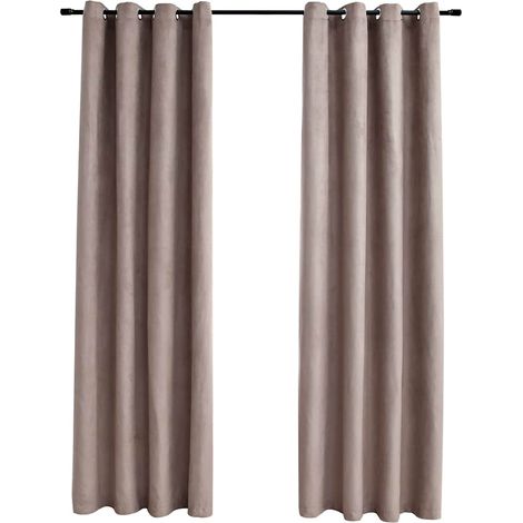 vidaXL Tende Oscuranti con Anelli Metallo 2pz Grigio Talpa 140x245 cm