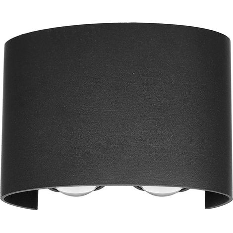 Italux Ortelo Applique murale extérieure à éclairage indirect, noire, blanc chaud 3000K, 4 LED, IP54