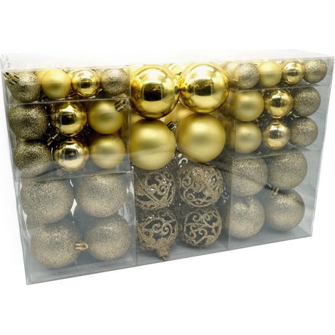 Weihnachtsbaumkugeln 100er-Set Baumschmuck Christbaumkugeln Weihnachtskugeln  - gold