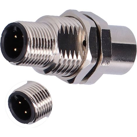 Connecteur M12 Mâle-Femelle Panneau IP67 4 Pôles en Laiton Nickelé (1/5)