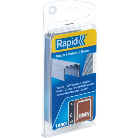 RAPID - Agrafes BMN en fil fin - 6mm - Blister 1080 - Fixation textile, étiquette, décoration, bois tendre, compatible outils Bosch, Metabo, Novus - (40109555) (1/5)