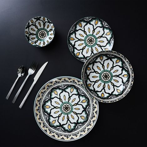 The Home Deco Factory – Coupelle mandala verte 15cm – Céramique résistante – Pour boissons chaudes – Design élégant et moderne (1/2)