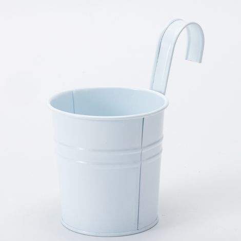 2 Pots De Fleurs En Métal Suspendus, Jardinière En Pot En Fer Avec Trou De Drainage, Parfaits Pour La Décoration Du Jardin（Blanc） (1/5)