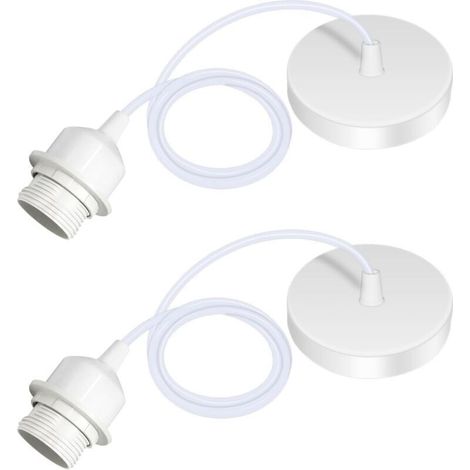 Set mit 2 E27-Pendelleuchten mit Schraubring, 100 cm verstellbarem Kabel, E27-Fassung, kompatibel mit Lampenschirmen, für E - Crezuo (1/4)