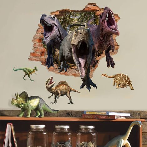 Stickers Muraux Dinosaure 3D Jungle Enfant Autocollant Mural Dinosaure Enfant 3D Garçon Décoration Murale Garçon Chambre Enfants Bébé Pépinière (1/5)