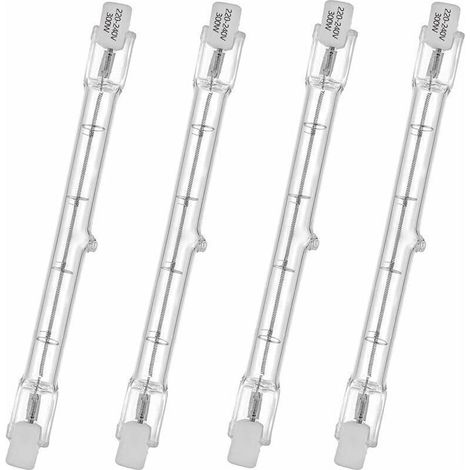 Tube halogène HaloLine, base R7S, lampe tube halogène T3, 230V, 300 watts, 118 mm, blanc chaud - 2800K (4 pièces).. (1/4)