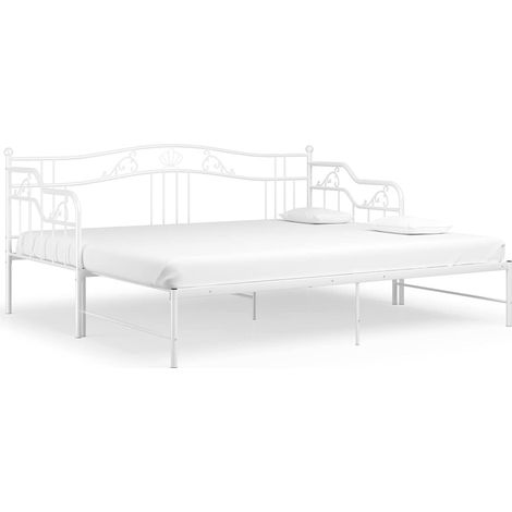 Maison Exclusive - Telaio Divano Letto Estraibile Bianco in Metallo 90x200 cm (1/5)