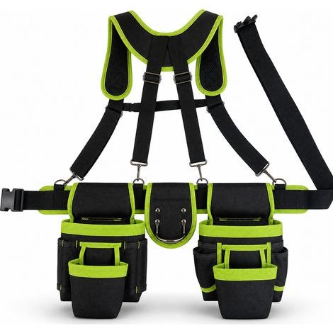 Ceinture porte outils multifonction en Oxford noir vert 32 cm