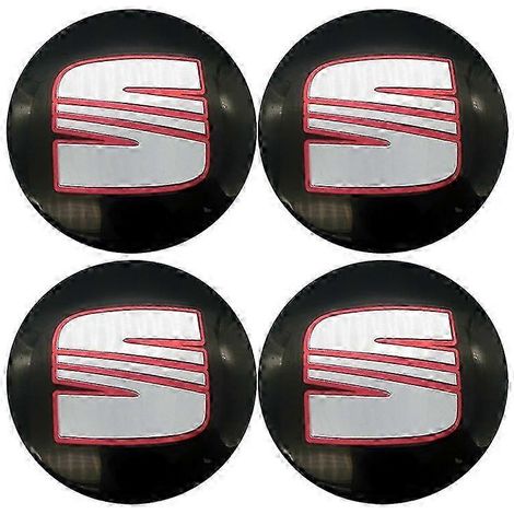Lot de 4 enjoliveurs centraux de roue de voiture 60 mm avec logo autocollant pour Seat Ibiza 6j 6l FR, Atca, Altea XL, Leon 2 et Leon (1/3)