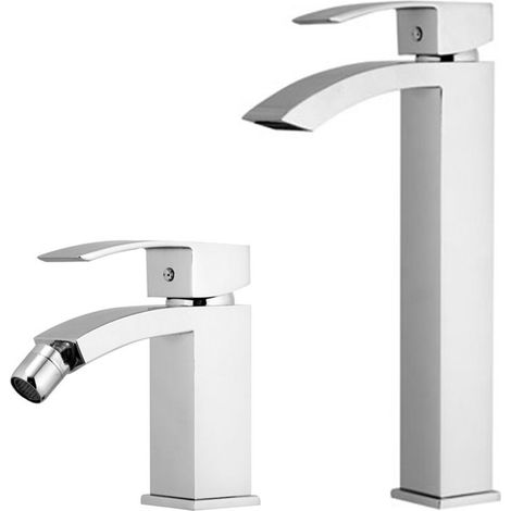 Set miscelatore lavabo alto e bidet in ottone cromato Mariani linea Marte (1/5)