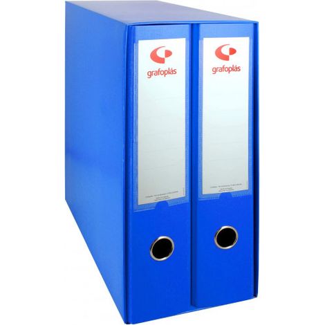 Grafoplas - Módulo de 2 Archivadores con Palanca de 65mm Color Azul, Incluye Caja, Perfecto para Archivo