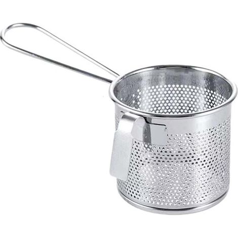 Passoire à pâtes et aliments en acier inoxydable, maille fine avec poignée, facile à nettoyer, pour pâtes, nouilles, boulettes et autres aliments (1/5)