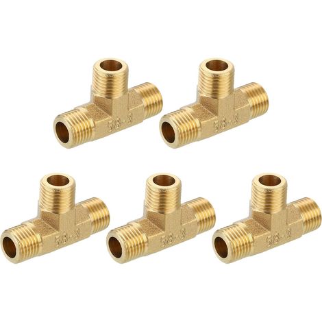 Raccord en T en Laiton, 1/4" x 1/4" x 1/4" Npt, Connecteur en T à 3 Voies pour le Transport de Gaz, 5 Pièces (1/5)