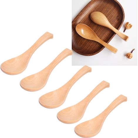 Cuillères à soupe naturelles pouvant s'accrocher aux bols  vaisselle japonaise  cuillères japonaises polies à la main. (1/5)