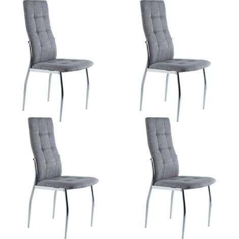 Pack 4 Sillas de Comedor Dest Estilo Moderno Tapizadas Patas Metal Color Gris (1/4)