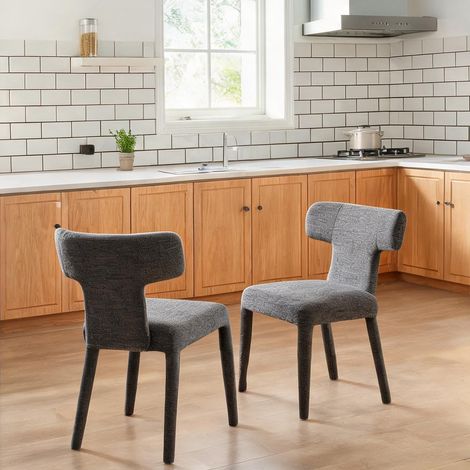 Set de 2 chaises scandinaves en tissu gris piètement métal (1/5)