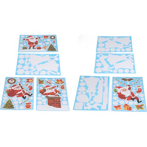 Autocollants de Noël adhésifs pour vitres - Père Noël, renne, flocons de neige - Décorations festives pour fenêtres (1/5)