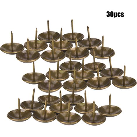 Lot de 30 clous décoratifs pour meubles à tête ronde épaissie, accessoires de meubles en fer électroplaqué bronze antique, 25x25mm (épaissis). (1/5)