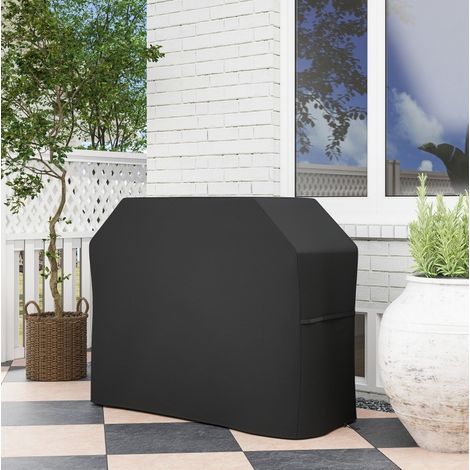 Copertura protettiva per barbecue rettangolare 147x61x120 cm 420D Oxford impermeabile anti-UV nera (1/5)